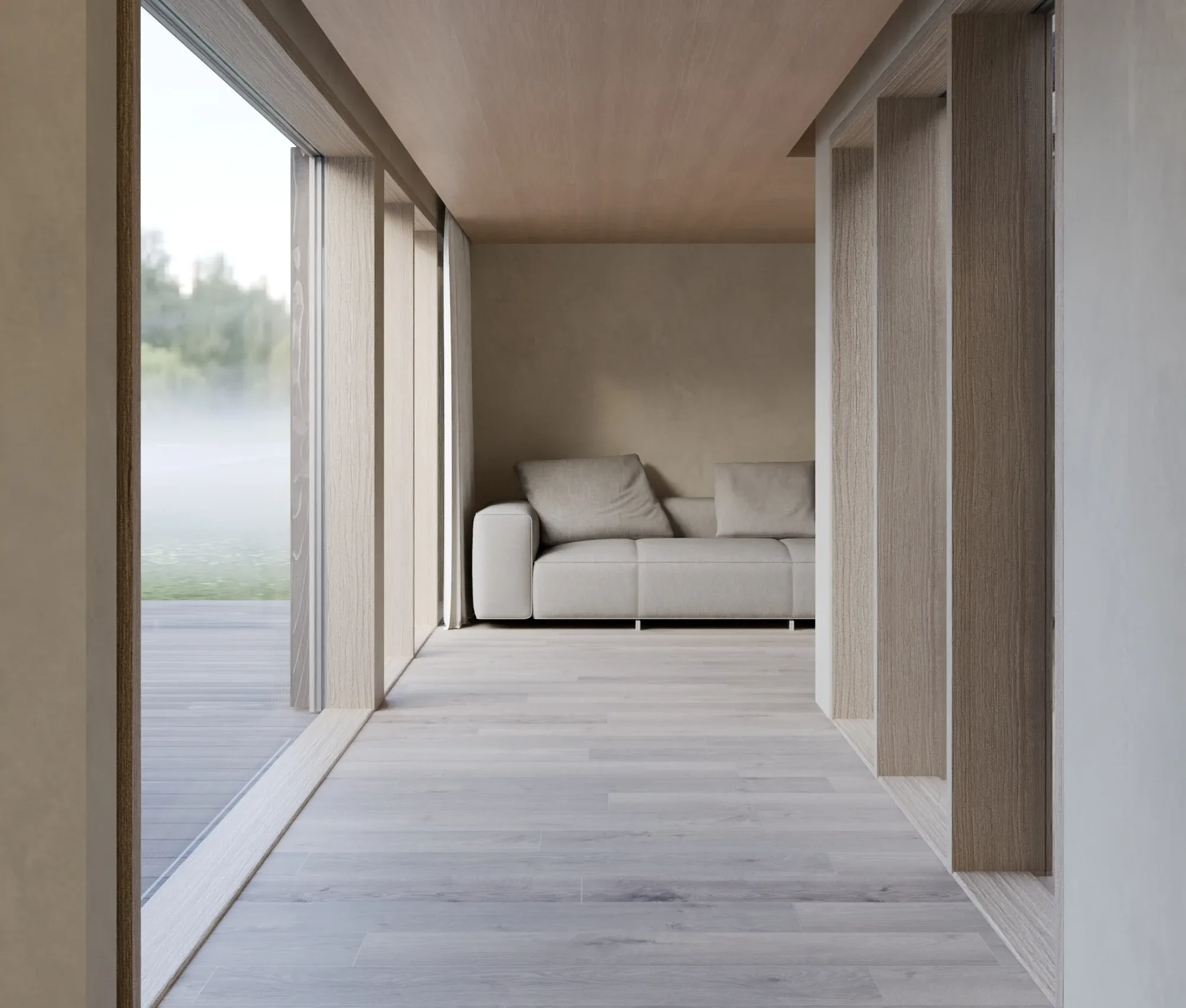 Corridor with sofa alcove